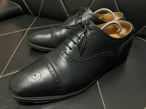 極美品 SCOTCH GRAIN スコッチグレイン 960 レザーシューズ ビジネスシューズ ストレートチップ メダリオン 本革 革靴 メンズ BLK