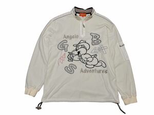 極美品 ANGELO GARBASUS アンジェロ ガルバス ハーフジップ プルオーバージャケット キャラクター メンズ 紳士 ロゴ刺繍 綿