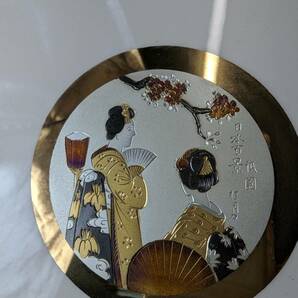 【Choin Plaque 】彫金額 24KT.GOLD 桂月刀 彫金 額 舞子さん 鯉の滝登り 2枚セット インテリア お土産品 の画像3