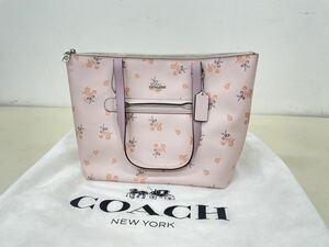 【美品】COACH コーチ 29859 PVC×レザー 花柄 フローラル ボウ プリント テイラー トートバッグ ベビーピンク 保存袋付き レディース