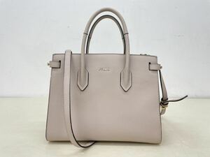 【美品】FURLA フルラ ピンク ゴールド 金具ロゴ サフィアーノ レザー 本革 2way ハンドバッグ ショルダーバッグ ピンクベージュ 斜め掛け