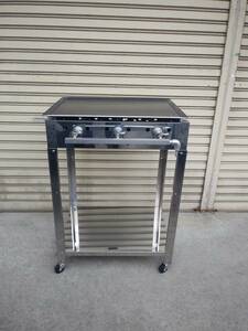  propane gas griddle exclusive use pcs attaching teppanyaki grill 600×450 iron plate 4.5mm thickness with casters .. movement comfortably .. shop roadside station okonomi Hiroshima yakisoba 