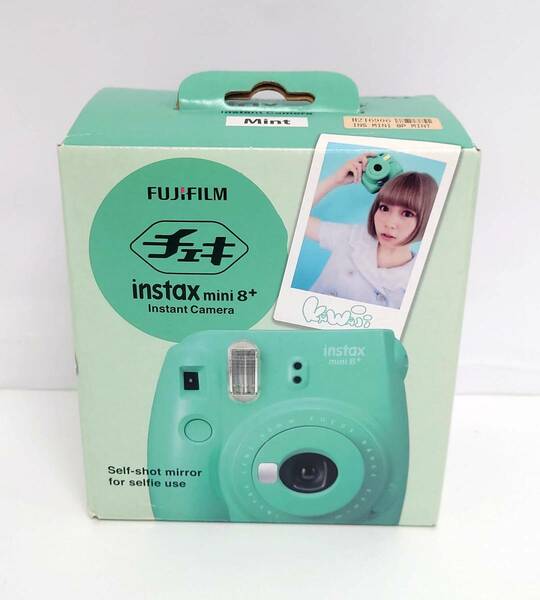 FUJIFILM 富士フイルム instax mini8プラス ミント インスタントカメラ チェキ 接写レンズ 純正ハンドストラップ付き