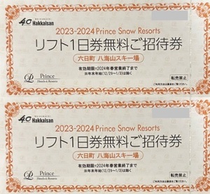 六日町八海山スキー場　大人一日リフト引換券　2名様分　送料無料　即決及び値下不可