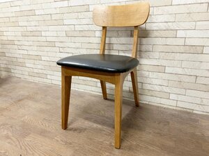 ウニコ unico フィックス FIX ダイニングチェア 食卓椅子 イス アッシュ材 PVCレザー ブラック 黒 北欧スタイル ナチュラル（B）(貝208)