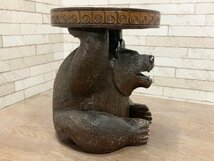 木彫り 熊 くま スツール インテリア 飾り台 花台 木製 置物 アニマル サイドテーブル アンティーク調_画像4