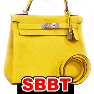 エルメス　ケリータッチ 28　ジョーヌアンブル　トゴ×クロコダイル アリゲーター S金具 JAUNE AMBRE HERMES 本物 未使用 sbbt