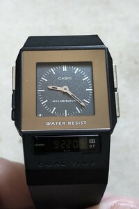 カシオ CASIO FS-01 DUAL TIME ぺラ ブラック 薄型アナデジ 90年代 海外旅行に便利です