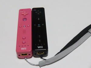 RS069[ free shipping same day shipping operation verification settled ]Wii remote control strap 2 piece set nintendo original RVL-003 pink black controller 