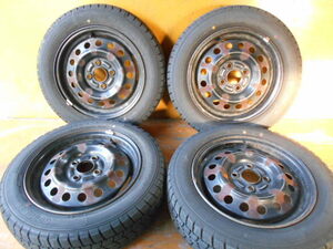 ET5157 鉄ホイール グッドイヤー アイスナビ7 155/65R14 4本セット バリ山 4.5J 100 2020年製タイヤ