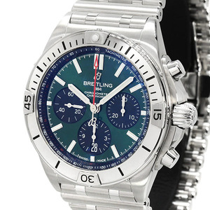 美品 ブライトリング BREITLING クロノマットB01 42 AB0134101L1A1 グリーン文字盤 SS メンズ腕時計 自動巻き 42mm