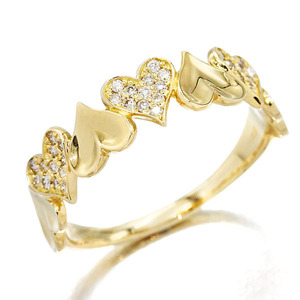 K18YG Heart дизайн бриллиантовое кольцо 16 номер D0.20ct желтое золото 750 кольцо драгоценнный камень ювелирные изделия зодиакальный камень 4 месяц блестящий симпатичный 