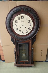 16-66 MEIJI 大きな掛時計 112cm　明治　ゼンマイ　振子時計　柱時計　レトロ　ジャンク　部品取