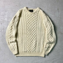 90年代 アイルランド製 CarraIg Donn フィッシャーマンニットセーター メンズL_画像1