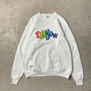 80年代 USA製 FRUIT OF THE LOOM フルーツオブザルーム rainbow プリントスウェットシャツ メンズ2XL