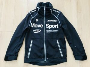 【美品】デサント MoveSport★フード付き裏起毛ドライジャケット★黒★SS