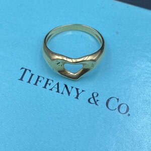 G0126K32 美品 ティファニー TIFFANY＆CO. エルサ・ペレッティ オープンハート イエローゴールド 指輪 約11.5号 750 K18 ゴールド 3.6g