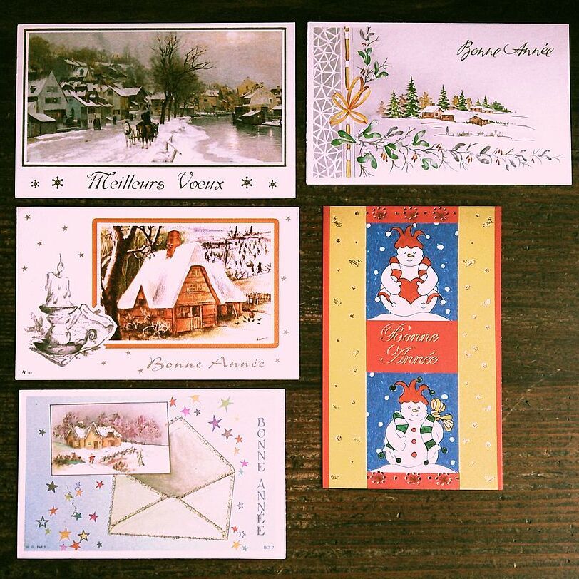 Vintage greeting cards (28) L71 ◆ Set of 5 New Year Christmas France Germany UK Belgium Italy, antique, collection, miscellaneous goods, picture postcard