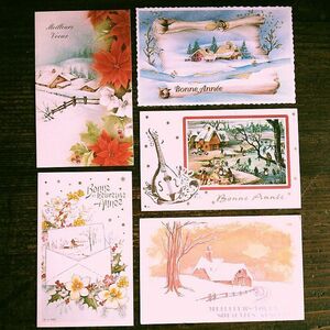 Art hand Auction Винтажные поздравительные открытки (29) L71 ◆ Набор из 5 новогодних рождественских открыток Франция Германия Великобритания Бельгия Италия, античный, коллекция, разные товары, открытка с изображением