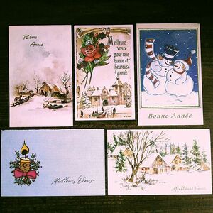 Art hand Auction Vintage greeting cards (1) L71 ◆ Set of 5 New Year Christmas France Germany UK Belgium Italy, antique, collection, miscellaneous goods, picture postcard