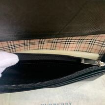 【未使用】BURBERRY バーバリー レザー長財布 ブラック 裏地ノバチェック カード入れ 小銭入れ 箱付き_画像5