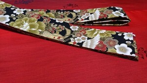  literary creation obi *.. obi * hanten obi reversible crane . flower . comb width approximately 7cm[350cm]