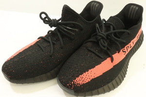 adidas メンズスニーカー 29cm Yeezy Boost 350 V2 adidas 29cm 黒 ブラック 赤 レッド【中古】