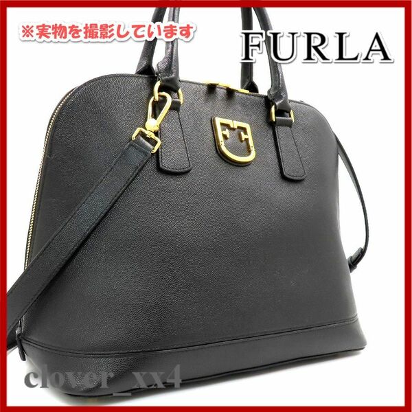 【美品 2019年 A4】 フルラ ショルダーバッグ ファンタスティカ M ドーム FURLA 2way バッグ ブラック