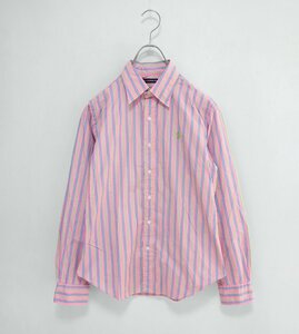 RALPH LAUREN GOLF * полоса рубашка с длинным рукавом розовый размер 4 Ralph Lauren Golf *MK19