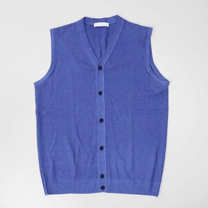 * Cruciani * V neck knitted the best product dyeing wool size 54 blue Italy made kru Cheer -ni*MK12