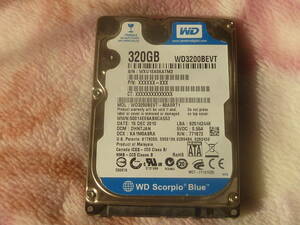 【中古、使用時間9822H】 2.5吋320GB HDD　S-ATA ★W・D WD3200BEVT 9.5mm　No240129