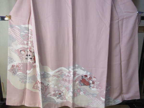 27317 Iro Tomesode Awase ♪ ¡Una cresta! ¡Color flor de cerezo! ¡Pintado a mano! ¡Yuzen! ¡Patrón clásico! ¡Hakama! Difícil ♪, moda, kimono de mujer, kimono, tomesode