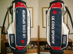 ☆未使用　ルコック　スポルティフ　レディース　両サイド・ビッグポケット　合繊素材　紺白赤　ゴルフバッグ
