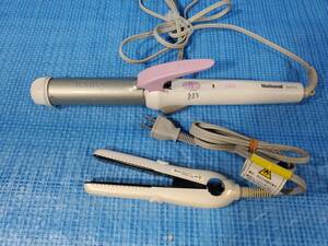 ★1000円即決! updaH ヘアーアイロン2本セット KOIZUMI/コイズミ TiNY KHS-8500 KMC-0510 ナショナル イオニティ EH1712 32mm