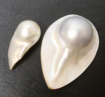 変形パール マベパール ルース 裸石 素材 変形真珠 真珠 半円真珠 大粒 まとめ 2個セット 14.6ｇ_画像1