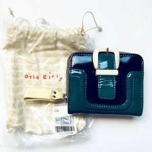 中古 orla kiely/オーラカイリー 本牛革レザー 二つ折り財布(保存袋付) ウォレット