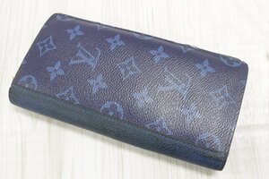 【行董】AX004ABH20 LOUIS VUITTON タイガラマ ポルトフォイユ ブラザ M30297 ルイヴィトン モノグラム 長財布 ブルー 一部難あり ゆうパ