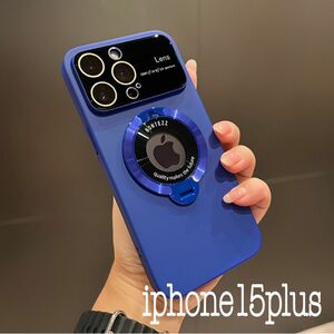 iphone15plus スマホケース レンズ保護カバー TPU リング あお 青 ブルー