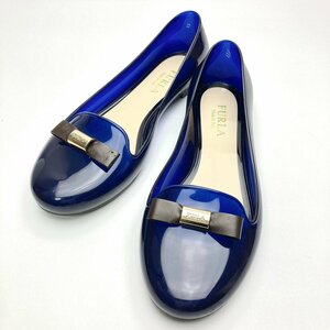 rm) FURLA フルラ ブルー系 ラバー フラットシューズ size36/MADE IN ITALY レディース 服飾 靴 中古 USED