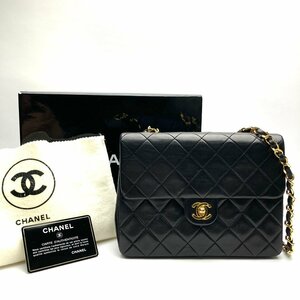 rm) CHANEL シャネル ラムスキン ミニマトラッセ マトラッセ20 チェーンショルダー バッグ ココマーク 黒 ブラック 1番台 ※中古 付属品有