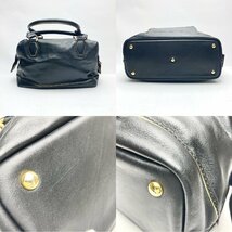 rm) LONGCHAMP ロンシャン レザー ハンドバッグ/ミニボストン ブラック系 0711867 保存袋付属 中古 USED_画像2