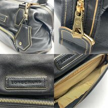 rm) LONGCHAMP ロンシャン レザー ハンドバッグ/ミニボストン ブラック系 0711867 保存袋付属 中古 USED_画像3