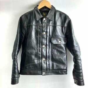 t)ファインクリークレザーズ FINE CREEK LEATHERS ホースハイド レザー リッチモンド ホーススキン 馬革 ブラック サイズ38 メンズ 中古