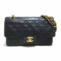 CHANEL シャネル ショルダーバッグ マトラッセWフラップチェーンショルダ-バッグ ネイビー系 ラムスキン（羊革） 中古 レディース_画像1