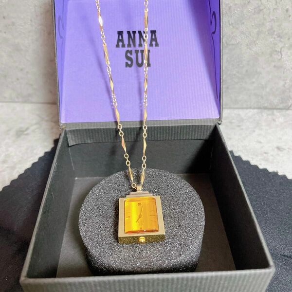 廃盤 希少 ANNA SUI 時計 ネックレス クォーツ カットガラス ゴールド