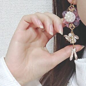 ハンドメイド 妖精 お花 トゥシューズ バレリーナ バレエシューズ プリンセス ピアス イヤリング ガーリー 量産型 フェミニン