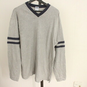 M155 2000年代製 Vネック 長袖Tシャツ OLDNAVY オールドネイビー■00s 表記Lサイズ グレー ロンT 古着 アメカジ ストリート 古着卸 激安