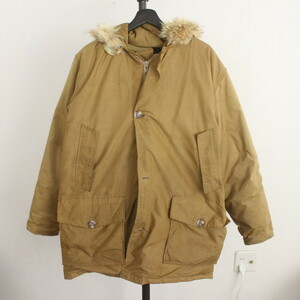 S123 70sビンテージ ウールリッチ WOOLRICH アークティックパーカー ダウン リアルファー■1970年代製 表記Mサイズ ベージュ 古着卸 80s 