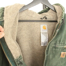 N135 2004年製ビンテージ Carhartt カーハート デトロイトジャケット■00s 表記XLサイズ グリーン SPC ダック フーディー 古着 アメカジ_画像5