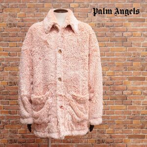 1円/秋冬/Palm Angels/Lサイズ/カーディガン PMEA165F22FAB002 GD FAUX FUR CABANE ファー シャギー イタリア製 新品/ピンク/ib402/